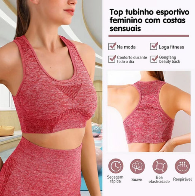 Kit 2 Peças Fitness calça legging levanta Bumbum + Top