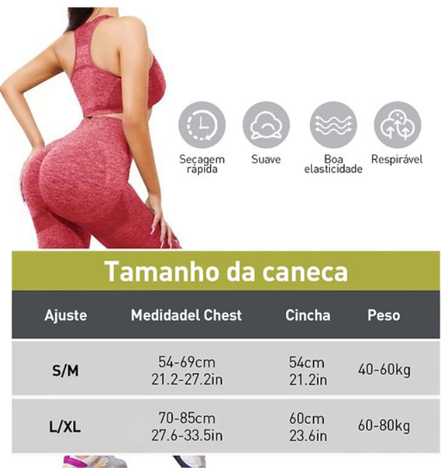 Kit 2 Peças Fitness calça legging levanta Bumbum + Top