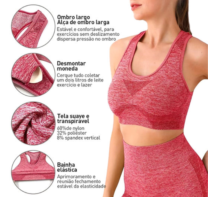 Kit 2 Peças Fitness calça legging levanta Bumbum + Top