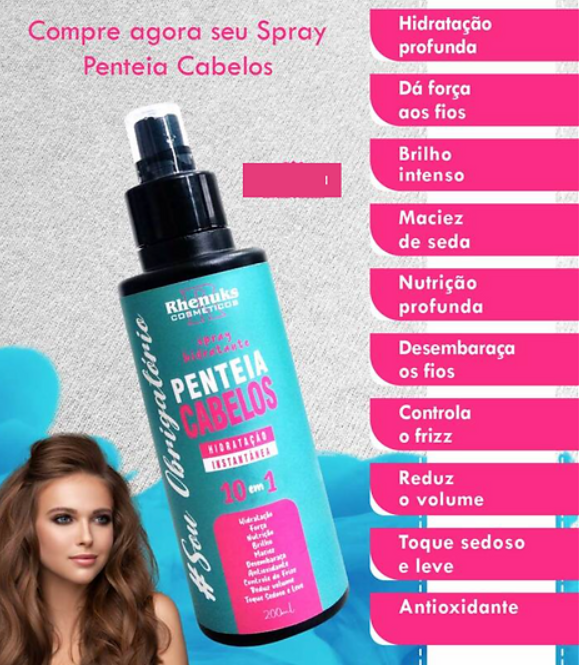 Spray hidratante para pentear cabelos 10 em 1 - Rhenuks