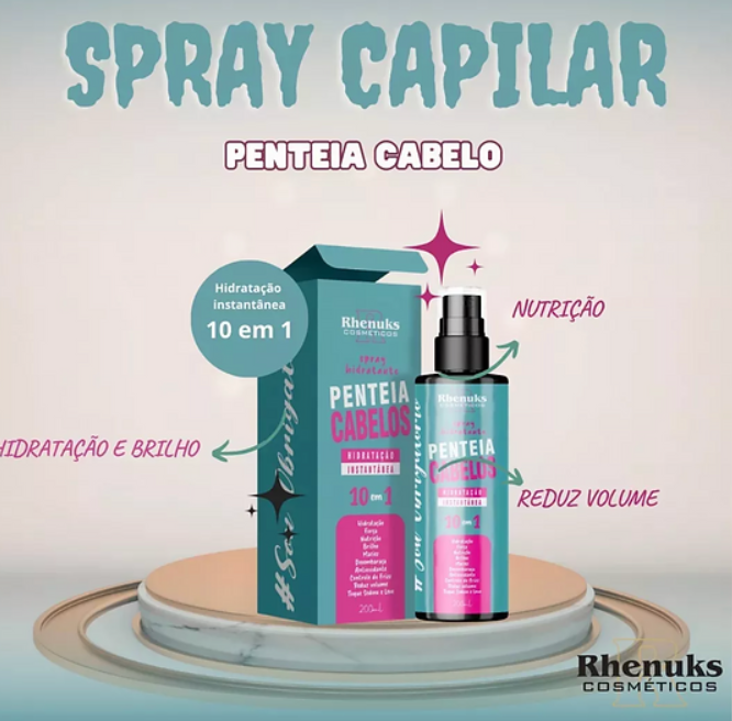 Spray hidratante para pentear cabelos 10 em 1 - Rhenuks