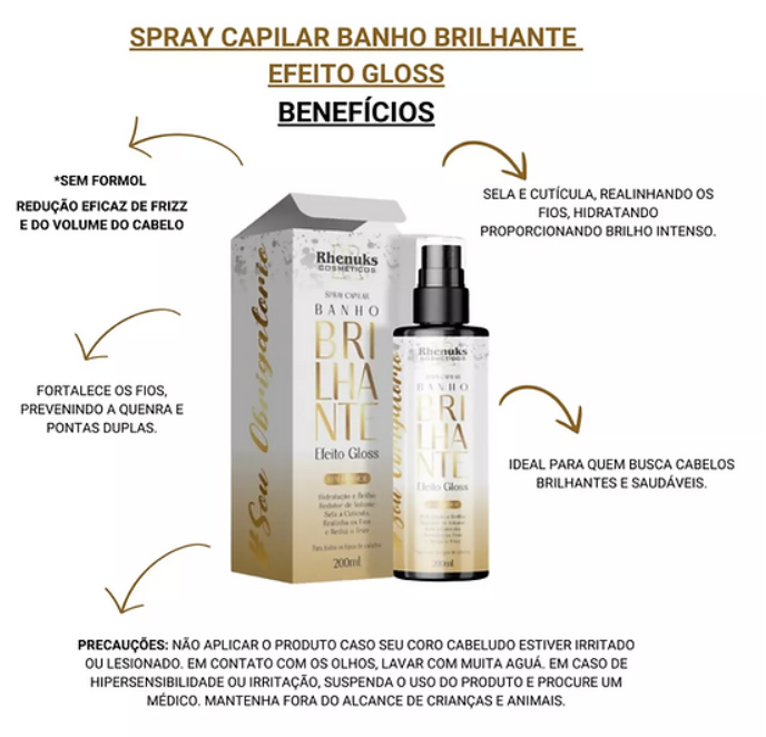 Spray multifuncional banho brilhante (Efeito Gloss) - Rhenuks