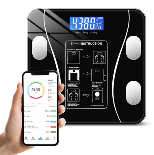 Balança corporal até 180kg (Bioimpedancia digital Bluetooth)