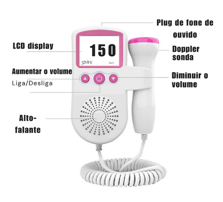 Ultrassom (Monitoramento para ouvir batimentos do seu bebê) - Rosa/Azul - LG-X208