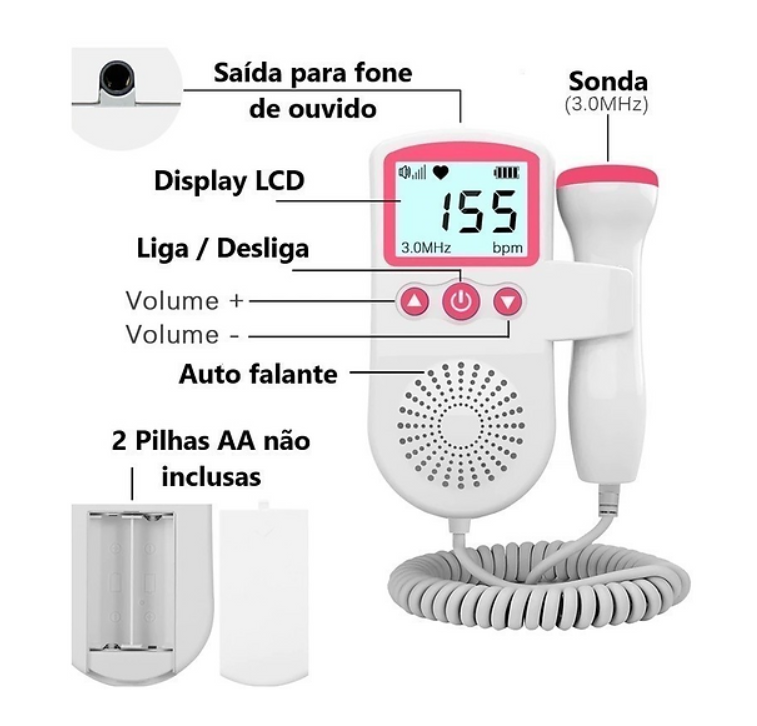 (Doppler fetal) monitor de frequência cardíaca