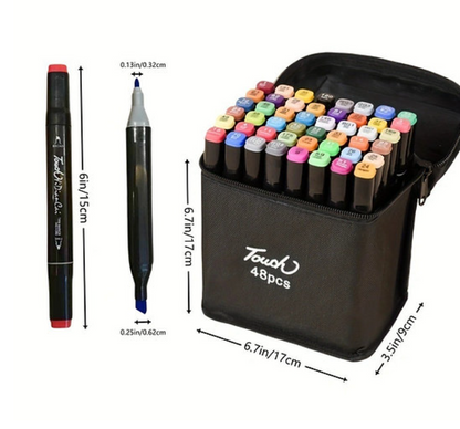 Kit 48 canetinhas coloridas (Ponta Dupla)