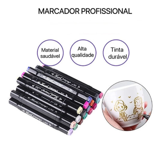 Kit 48 canetinhas coloridas (Ponta Dupla)