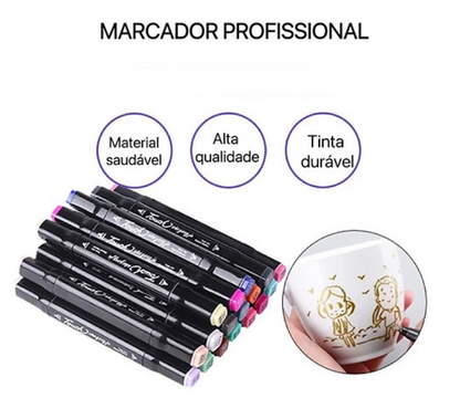 Kit 36 canetinhas coloridas (Ponta Dupla)