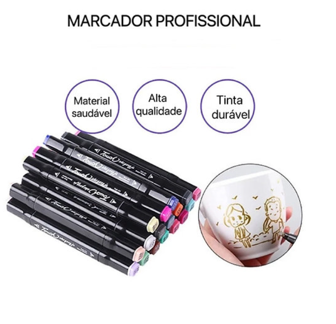 Kit 100 canetinhas coloridas (Ponta Dupla)