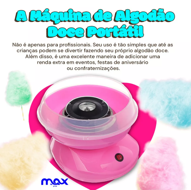 Máquina de algodao doce Portátil (Cores sortidas - 110v)