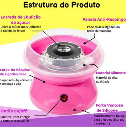 Máquina de algodao doce Portátil (Cores sortidas - 110v)