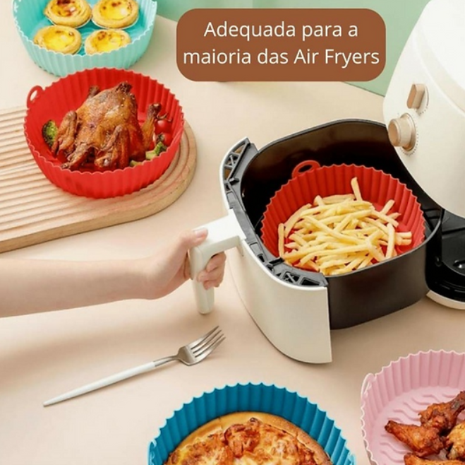 Forma de Silicone para Air Fryer (Reutilizável) Antiaderente e Flexível