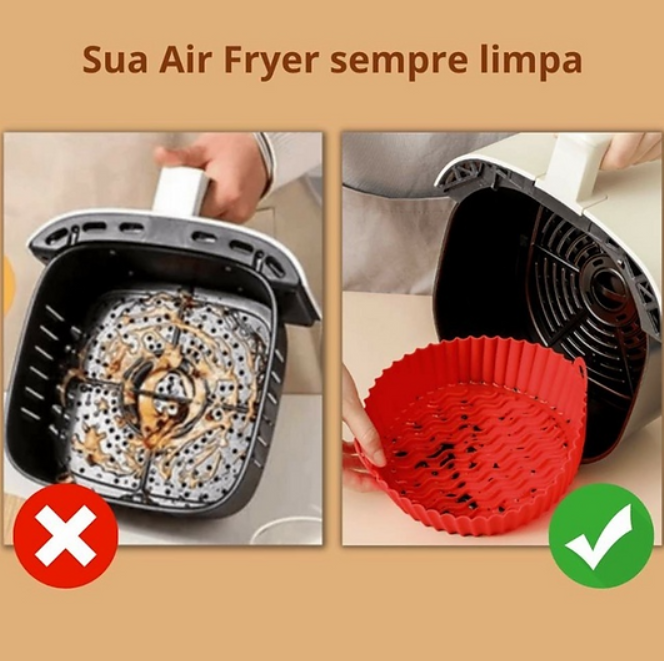 Forma de Silicone para Air Fryer (Reutilizável) Antiaderente e Flexível