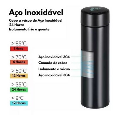 Garrafa térmica inteligente com sensor de temperatura Digital Led