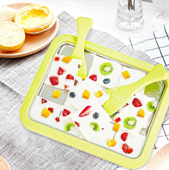 Máquina de fazer sorvete de Iogurte Em Rolo "Sem Fio" (Com 2 Espátulas)