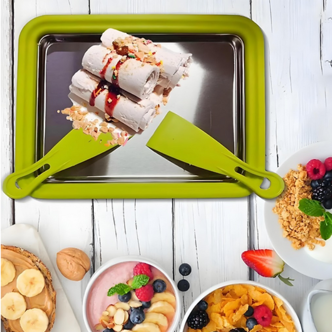 Máquina de fazer sorvete de Iogurte Em Rolo "Sem Fio" (Com 2 Espátulas)