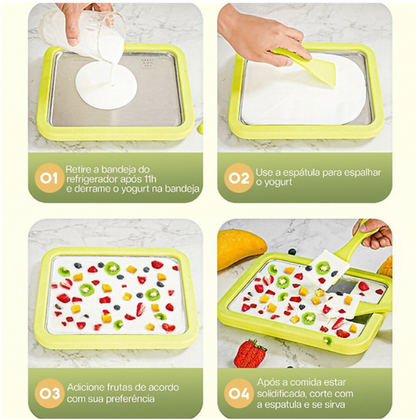 Máquina de fazer sorvete de Iogurte Em Rolo "Sem Fio" (Com 2 Espátulas)