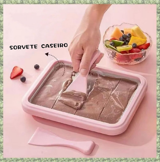 Máquina de fazer sorvete de Iogurte Em Rolo "Sem Fio" (Com 2 Espátulas)