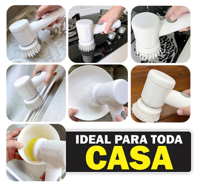 Escova elétrica de limpeza GIRATÓRIA (Sem fio - Multiuso 5 em 1 Usb)