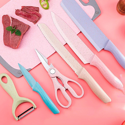 Kit - Jogo de facas, tesoura e descascador - Colors