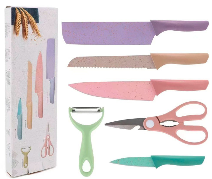 Kit - Jogo de facas, tesoura e descascador - Colors