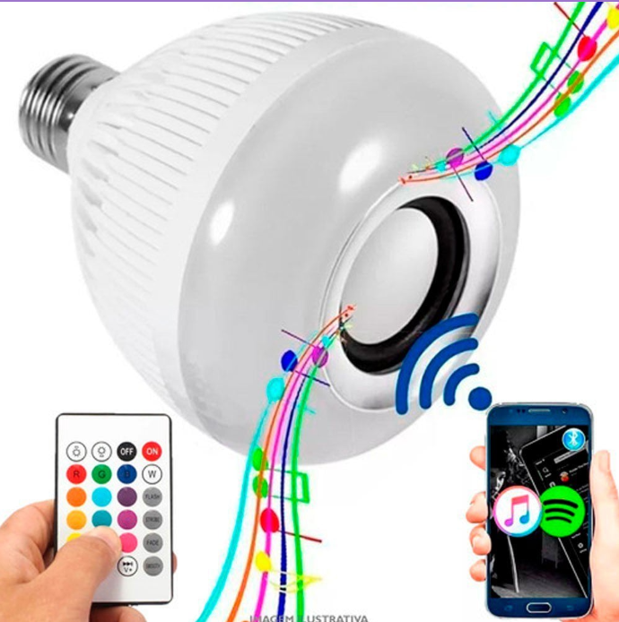 Lâmpada Bluetooth Led Rgb e musical + Controle Remoto