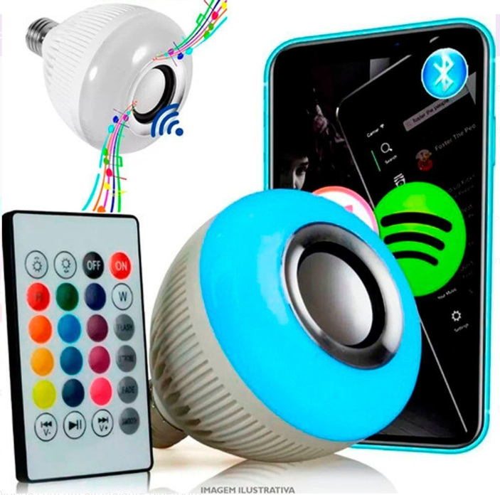 Lâmpada Bluetooth Led Rgb e musical + Controle Remoto