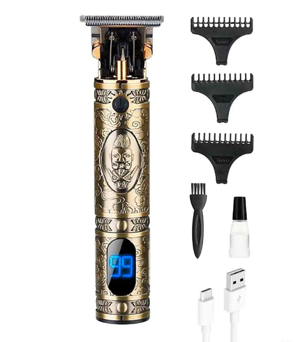 Máquina de cortar cabelo elétrica - Recarregável com visor LED - Profissional