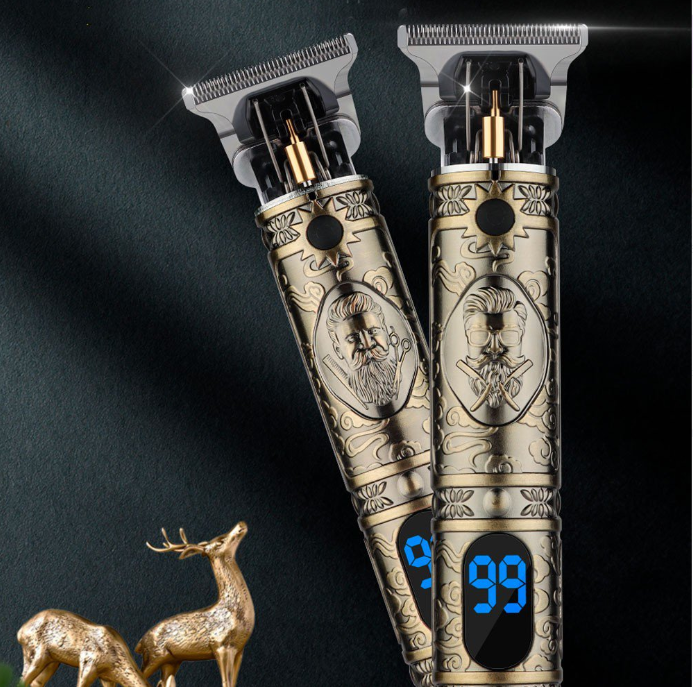 Máquina de cortar cabelo elétrica - Recarregável com visor LED - Profissional