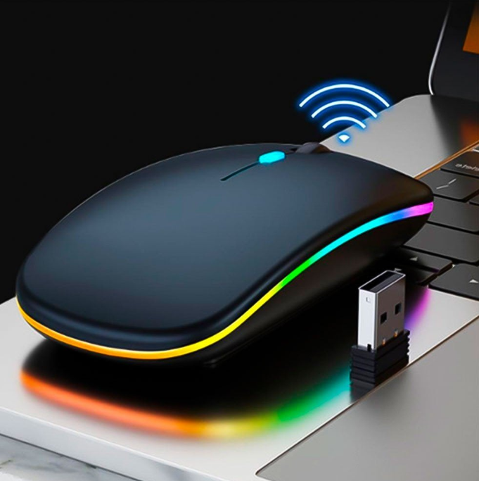 Mouse Wireless recarregável com Led Rgb 2.4 Ghz - Sem Fio