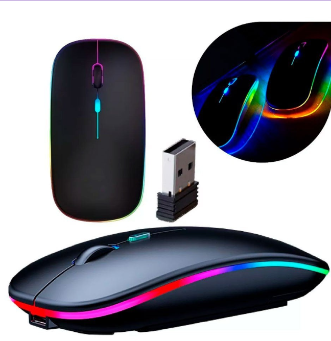 Mouse Wireless recarregável com Led Rgb 2.4 Ghz - Sem Fio