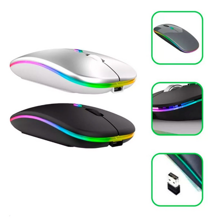 Mouse Wireless recarregável com Led Rgb 2.4 Ghz - Sem Fio