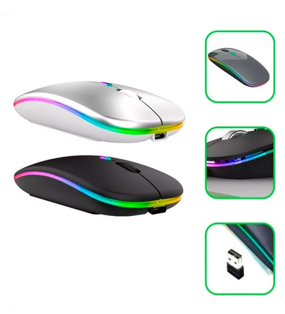 Mouse Wireless recarregável com Led Rgb 2.4 Ghz - Sem Fio