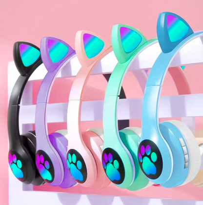 Fone de ouvido Headset com Luzes RGB 100mAh - Orelha de Gatinho