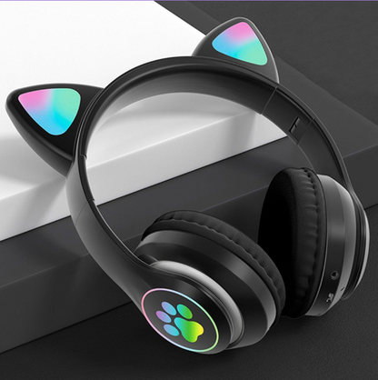 Fone de ouvido Headset com Luzes RGB 100mAh - Orelha de Gatinho