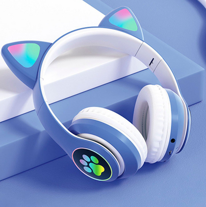 Fone de ouvido Headset com Luzes RGB 100mAh - Orelha de Gatinho