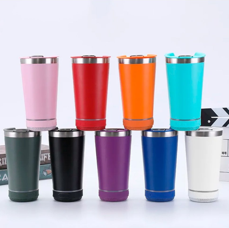 Copo térmico 470ml COM CAIXA DE SOM - Bluetooth com Luz