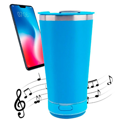 Copo térmico 470ml COM CAIXA DE SOM - Bluetooth com Luz