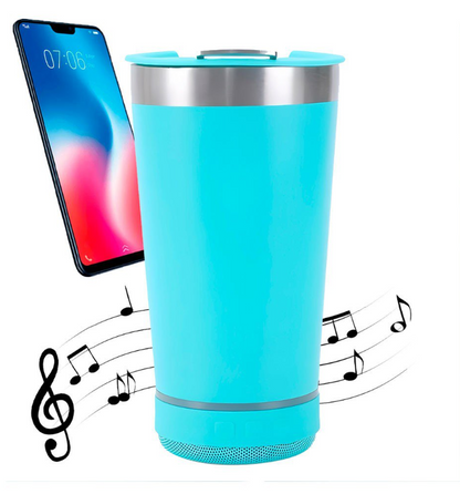 Copo térmico 470ml COM CAIXA DE SOM - Bluetooth com Luz