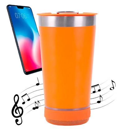Copo térmico 470ml COM CAIXA DE SOM - Bluetooth com Luz