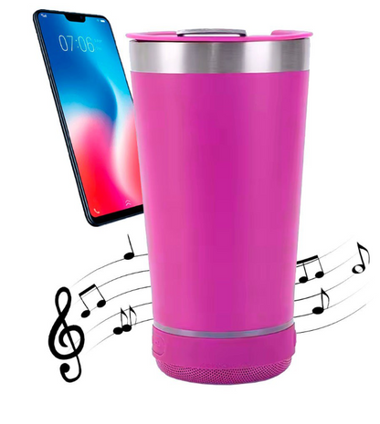 Copo térmico 470ml COM CAIXA DE SOM - Bluetooth com Luz