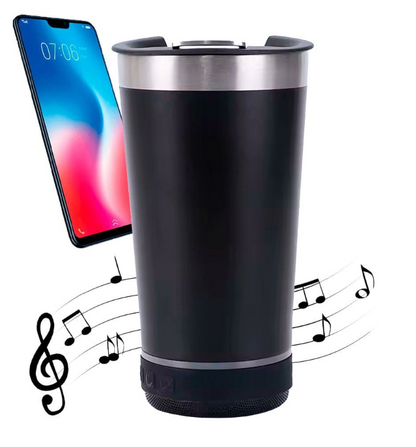 Copo térmico 470ml COM CAIXA DE SOM - Bluetooth com Luz