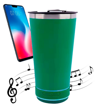 Copo térmico 470ml COM CAIXA DE SOM - Bluetooth com Luz