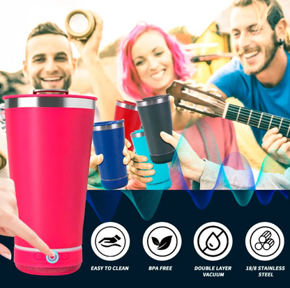 Copo térmico 470ml COM CAIXA DE SOM - Bluetooth com Luz