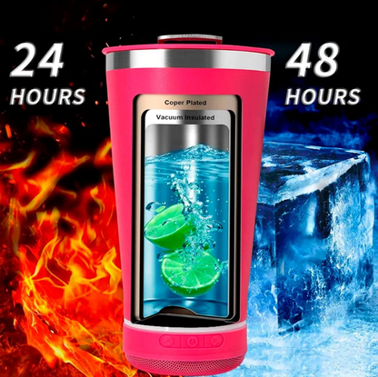 Copo térmico 470ml COM CAIXA DE SOM - Bluetooth com Luz