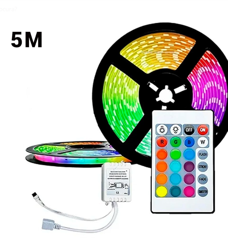 Fita Led RGB colorida de 5 metros com Controle Remoto