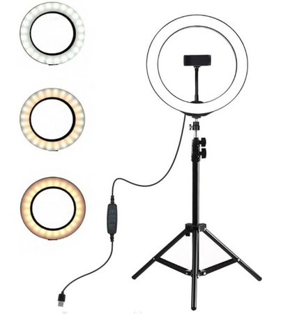 Tripé de luz 2,1m - Ring Light de Led 10 polegadas 26cm - Profissional