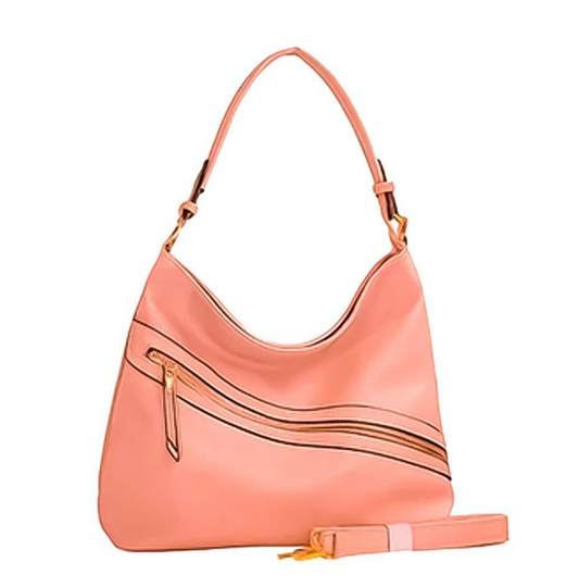 Bolsa Grande de ombro com Zíper Transversal - ROSA