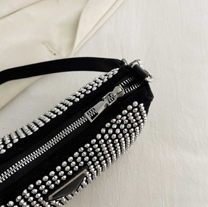 Bolsa Feminina pequena - Brilho Strass com corrente - Blogueira