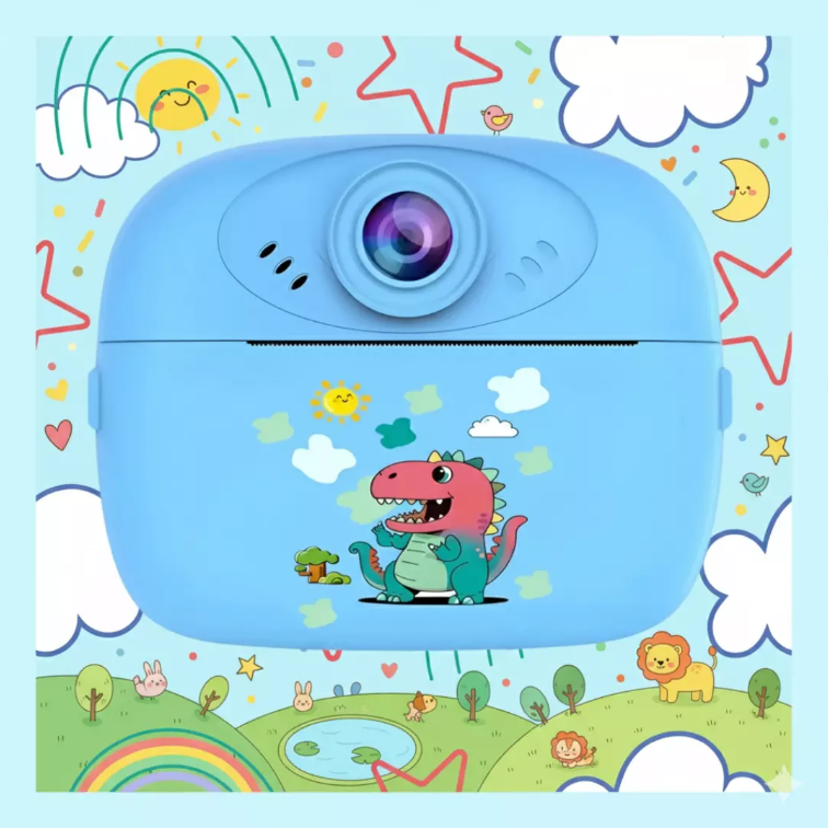 Câmera Infantil que Imprime Foto Instantânea - Filmadora HD - Azul e Rosa